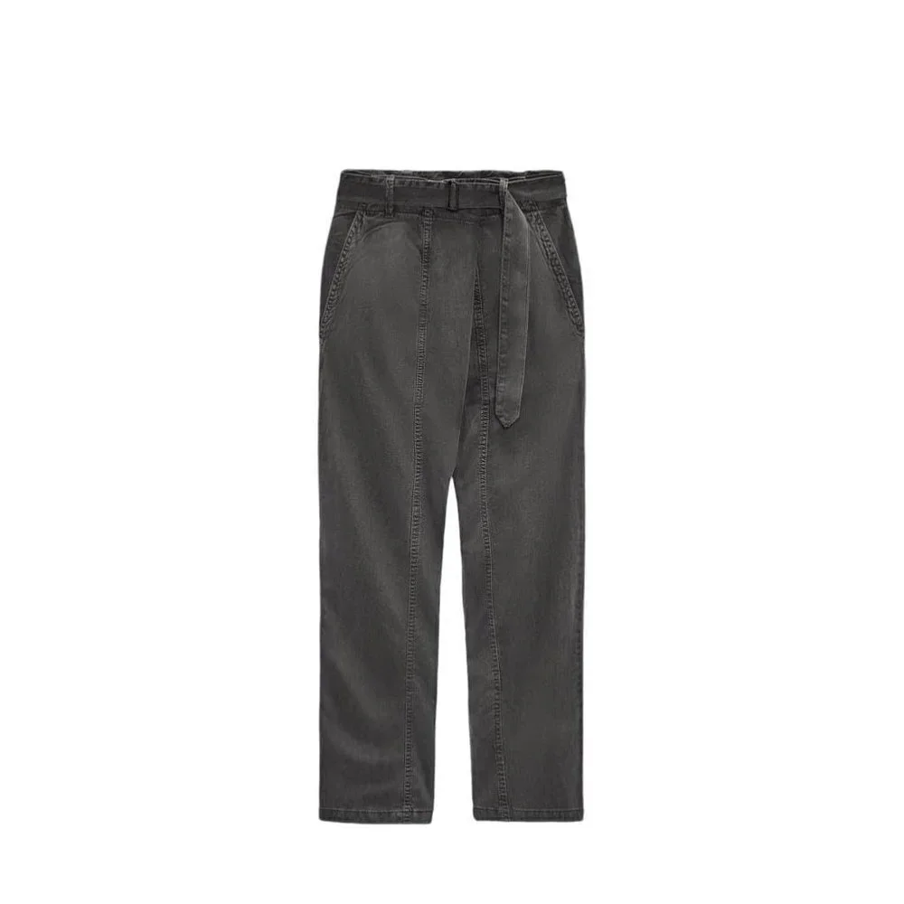 ZARA BELTED UTILITY TROUSERS ANTHRACITE GREY SIZE S | 4877/053/807